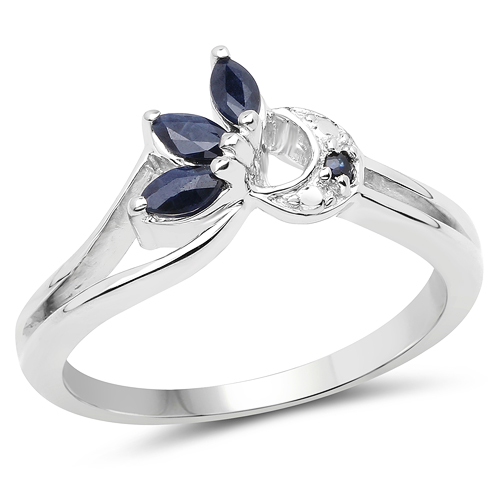 Sapphire-0.28 Carat Genuine Blue Sapphire .925 Sterling Silver Ring