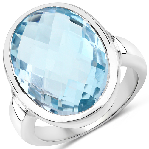 Rings-10.18 Carat Genuine Blue Topaz .925 Sterling Silver Ring