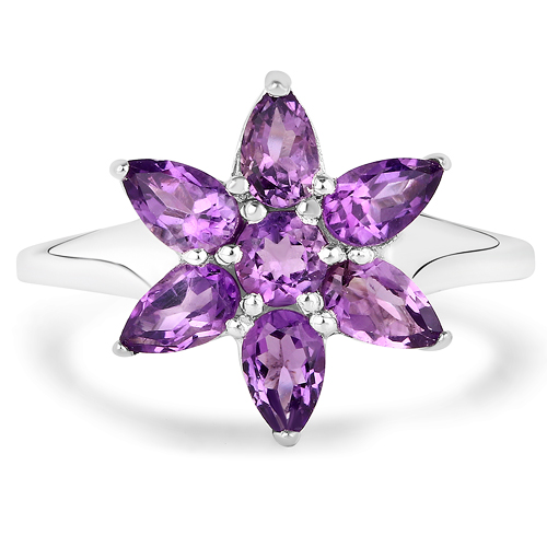 1.57 Carat Genuine Amethyst .925 Sterling Silver Ring