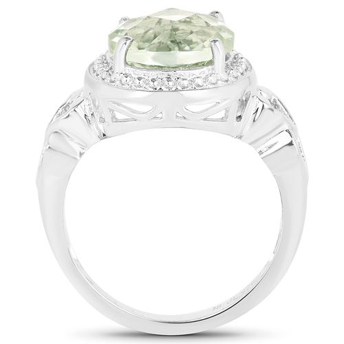3.70 Carat Genuine Green Amethyst .925 Sterling Silver Ring