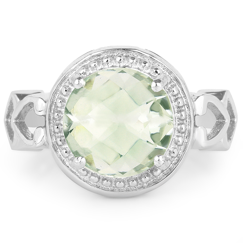 3.70 Carat Genuine Green Amethyst .925 Sterling Silver Ring