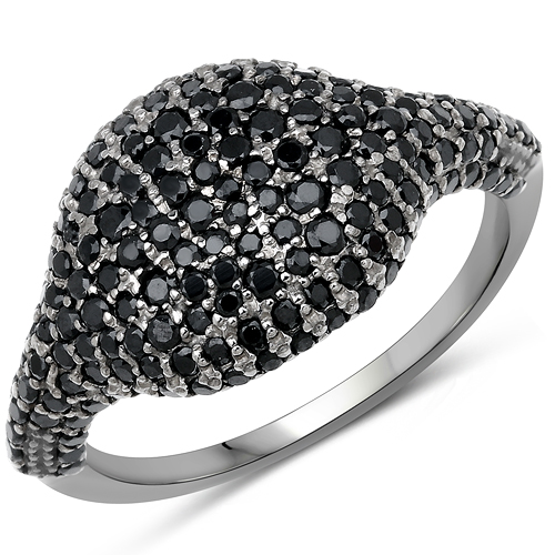 Rings-0.75 Carat Genuine Black Spinel .925 Sterling Silver Ring