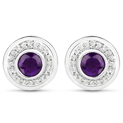 2.78 Carat Genuine Amethyst and White Topaz .925 Sterling Silver 3 Piece Jewelry Set (Ring, Earrings, and Pendant w/ Chain)