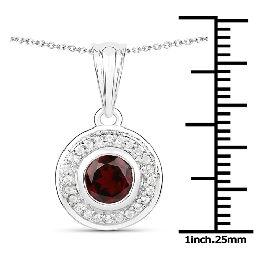 3.66 Carat Genuine Garnet and White Topaz .925 Sterling Silver 3 Piece Jewelry Set (Ring, Earrings, and Pendant w/ Chain)