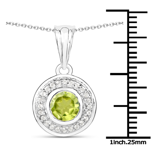 3.08 Carat Genuine Peridot and White Topaz .925 Sterling Silver 3 Piece Jewelry Set (Ring, Earrings, and Pendant w/ Chain)