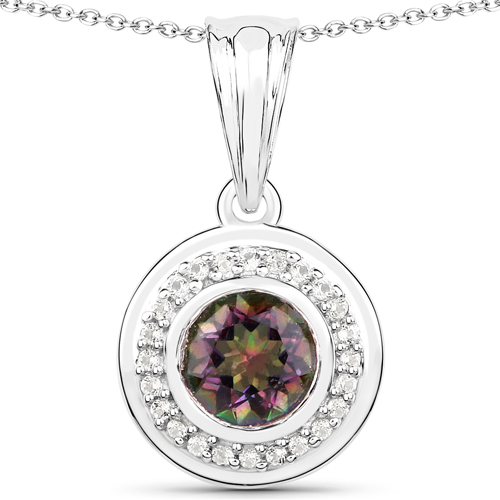 3.96 Carat Genuine Rainbow Quartz and White Topaz .925 Sterling Silver 3 Piece Jewelry Set (Ring, Earrings, and Pendant w/ Chain)