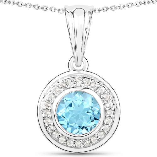 3.66 Carat Genuine Swiss Blue Topaz and White Topaz .925 Sterling Silver 3 Piece Jewelry Set (Ring, Earrings, and Pendant w/ Chain)