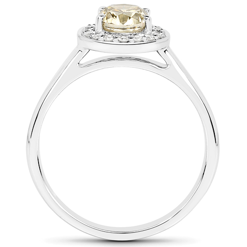 18K White Gold 1.20 Carat Genuine Yellow Diamond and White Diamond Ring