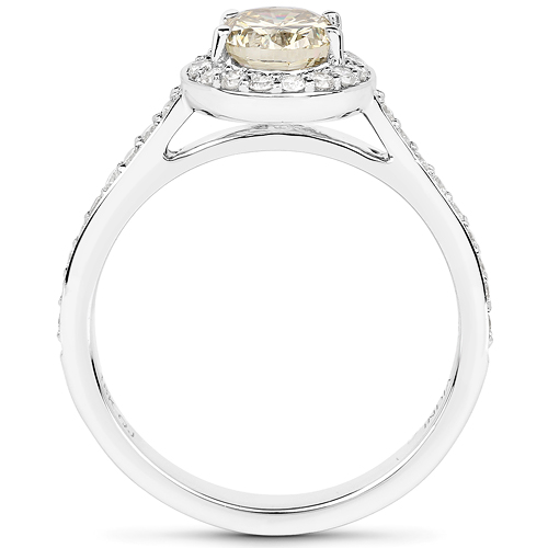 18K White Gold 1.38 Carat Genuine Yellow Diamond and White Diamond Ring