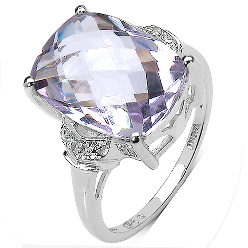 5.80 Carat Genuine Pink Amethyst & White Topaz .925 Sterling Silver Ring