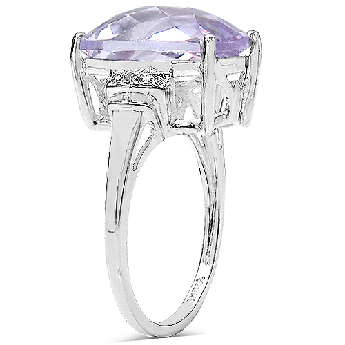 5.80 Carat Genuine Pink Amethyst & White Topaz .925 Sterling Silver Ring