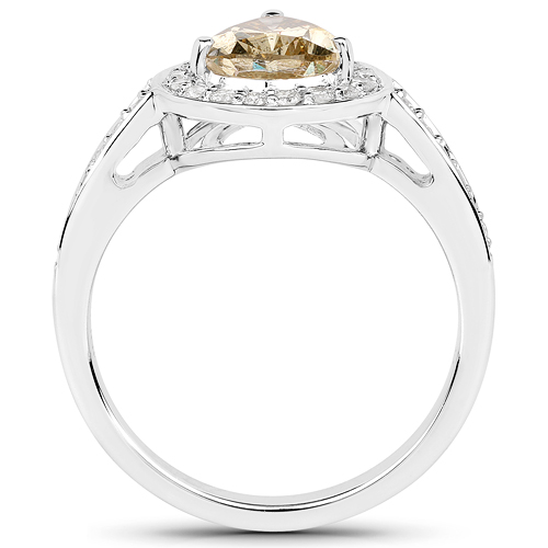 18K White Gold 1.82 Carat Genuine Yellow Diamond and White Diamond Ring
