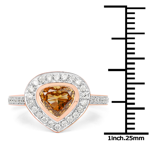 18K Rose Gold 1.39 Carat Genuine Chocolate Brown Diamond and White Diamond Ring