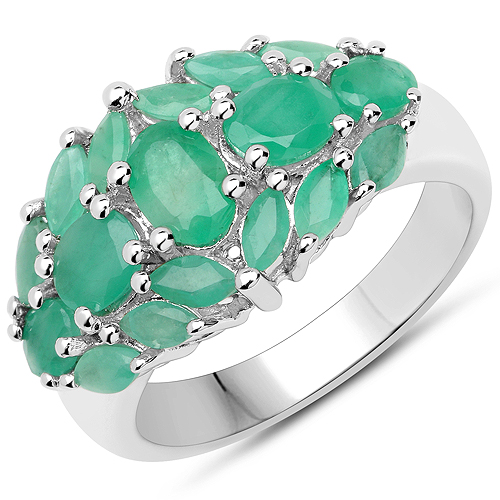 Emerald-2.12 Carat Genuine Emerald .925 Sterling Silver Ring