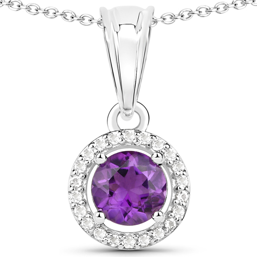 2.58 Carat Genuine Amethyst and White Topaz .925 Sterling Silver 3 Piece Jewelry Set (Ring, Earrings, and Pendant w/ Chain)