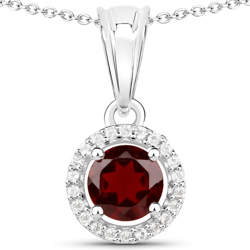 3.24 Carat Genuine Garnet and White Topaz .925 Sterling Silver 3 Piece Jewelry Set (Ring, Earrings, and Pendant w/ Chain)