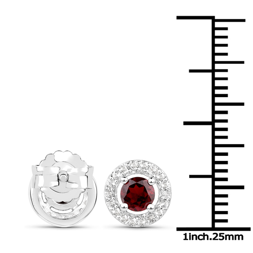 3.24 Carat Genuine Garnet and White Topaz .925 Sterling Silver 3 Piece Jewelry Set (Ring, Earrings, and Pendant w/ Chain)