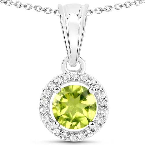 2.72 Carat Genuine Peridot and White Topaz .925 Sterling Silver 3 Piece Jewelry Set (Ring, Earrings, and Pendant w/ Chain)