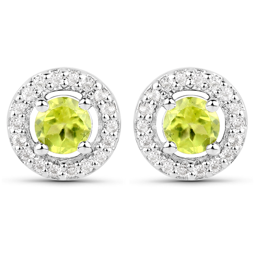 2.72 Carat Genuine Peridot and White Topaz .925 Sterling Silver 3 Piece Jewelry Set (Ring, Earrings, and Pendant w/ Chain)