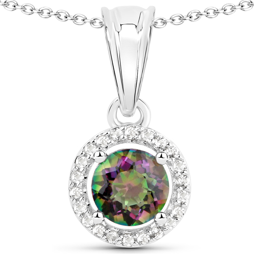 3.44 Carat Genuine Rainbow Quartz and White Topaz .925 Sterling Silver 3 Piece Jewelry Set (Ring, Earrings, and Pendant w/ Chain)