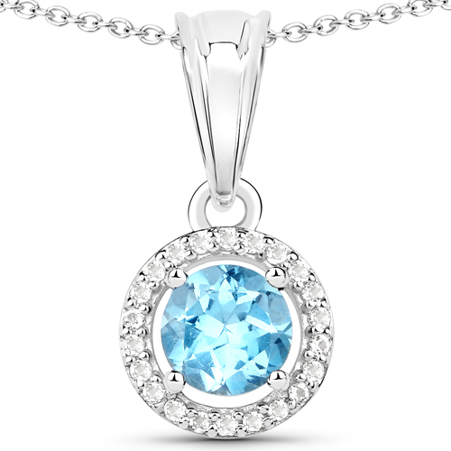 3.28 Carat Genuine Swiss Blue Topaz and White Topaz .925 Sterling Silver 3 Piece Jewelry Set (Ring, Earrings, and Pendant w/ Chain)