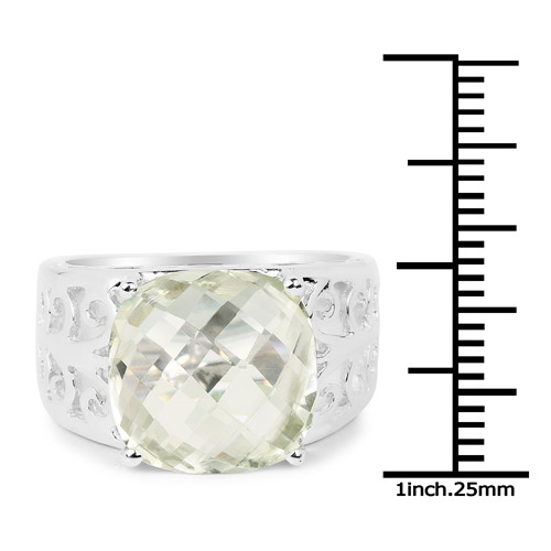 6.23 Carat Genuine Green Amethyst .925 Sterling Silver Ring