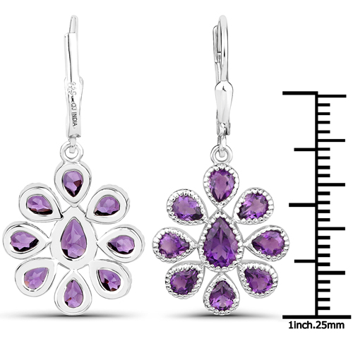 8.14 Carat Genuine Amethyst .925 Sterling Silver 3 Piece Jewelry Set (Ring, Earrings, and Pendant w/ Chain)