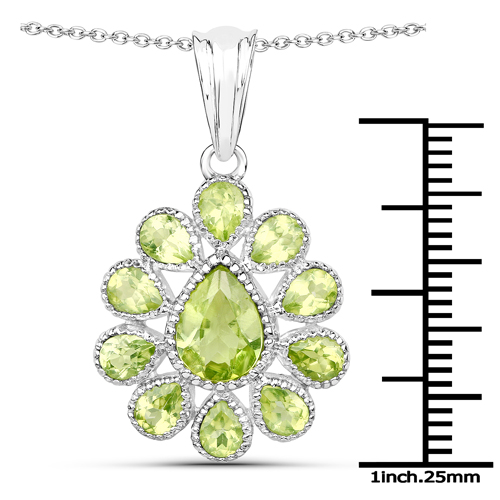 8.36 Carat Genuine Peridot .925 Sterling Silver 3 Piece Jewelry Set (Ring, Earrings, and Pendant w/ Chain)