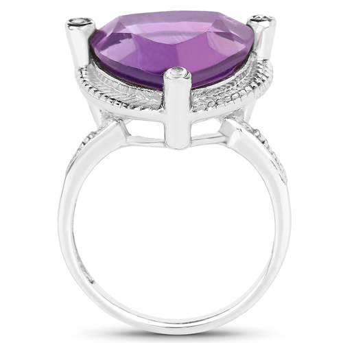 8.29 Carat Genuine Amethyst and White Topaz .925 Sterling Silver Ring