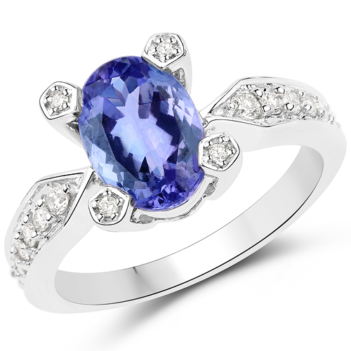 Tanzanite-14K White Gold 2.21 Carat Genuine Tanzanite and White Diamond Ring