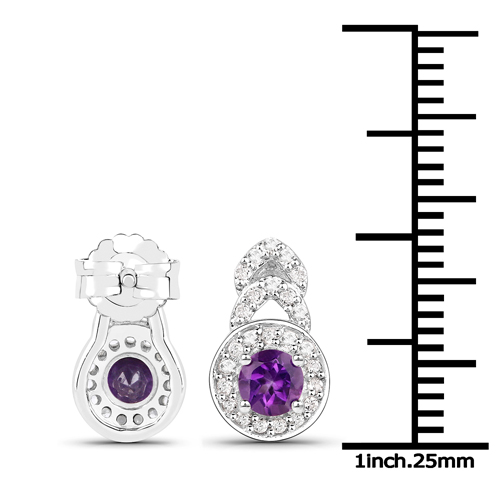 2.54 Carat Genuine Amethyst and White Topaz .925 Sterling Silver 3 Piece Jewelry Set (Ring, Earrings, and Pendant w/ Chain)