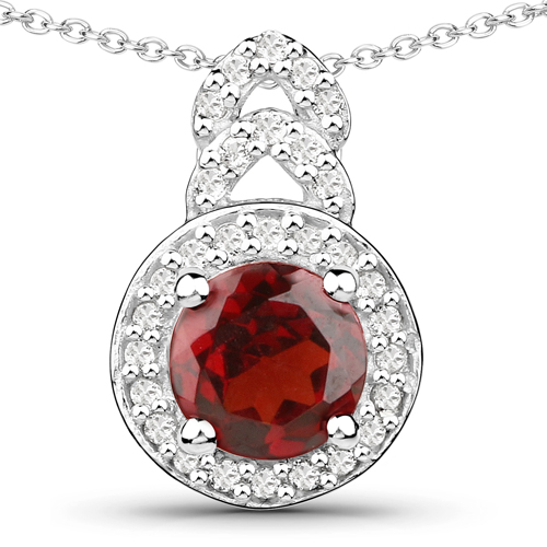 3.20 Carat Genuine Garnet and White Topaz .925 Sterling Silver 3 Piece Jewelry Set (Ring, Earrings, and Pendant w/ Chain)