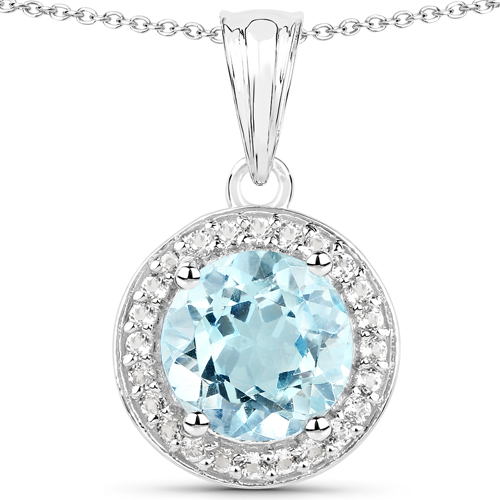14.39 Carat Genuine Blue Topaz and White Topaz .925 Sterling Silver 3 Piece Jewelry Set (Ring, Earrings, and Pendant w/ Chain)