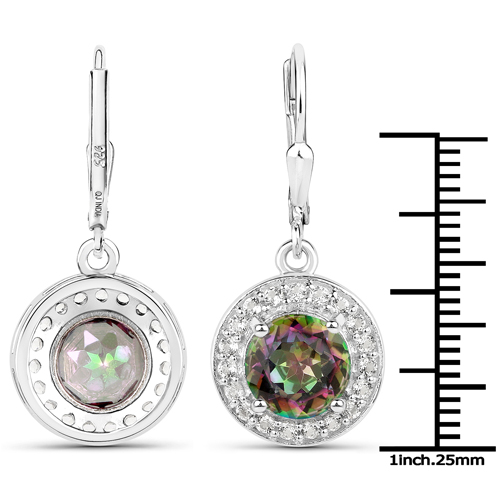 14.47 Carat Genuine Rainbow Quartz and White Topaz .925 Sterling Silver 3 Piece Jewelry Set (Ring, Earrings, and Pendant w/ Chain)