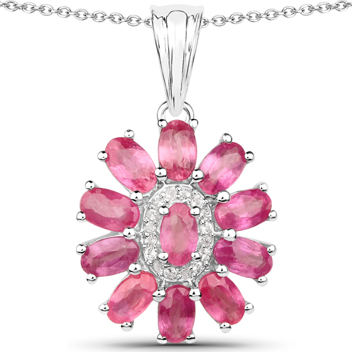 11.07 Carat Genuine Ruby and White Topaz .925 Sterling Silver 3 Piece Jewelry Set (Ring, Earrings, and Pendant w/ Chain)