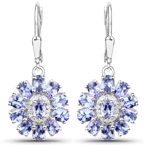 9.53 Carat Genuine Tanzanite and White Topaz .925 Sterling Silver 3 Piece Jewelry Set (Ring, Earrings, and Pendant w/ Chain)