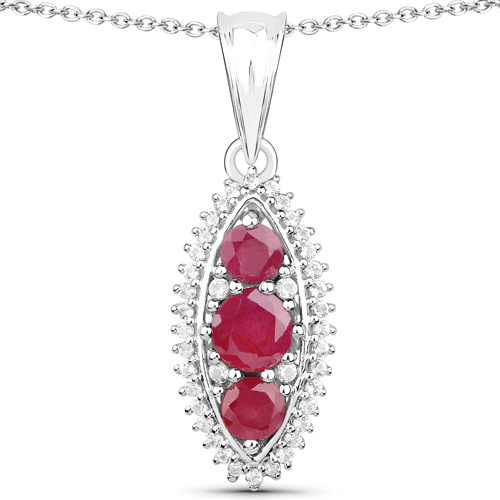 4.32 Carat Genuine Ruby and White Topaz .925 Sterling Silver 3 Piece Jewelry Set (Ring, Earrings, and Pendant w/ Chain)
