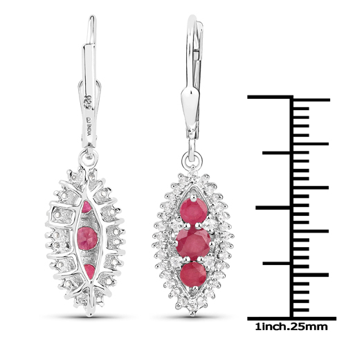 4.32 Carat Genuine Ruby and White Topaz .925 Sterling Silver 3 Piece Jewelry Set (Ring, Earrings, and Pendant w/ Chain)