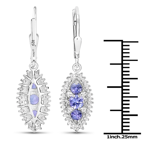 3.62 Carat Genuine Tanzanite and White Topaz .925 Sterling Silver 3 Piece Jewelry Set (Ring, Earrings, and Pendant w/ Chain)