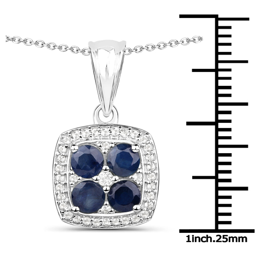 3.82 Carat Genuine Blue Sapphire and White Topaz .925 Sterling Silver 3 Piece Jewelry Set (Ring, Earrings, and Pendant w/ Chain)