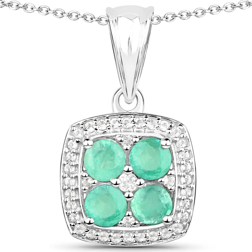 3.34 Carat Genuine Zambian Emerald and White Topaz .925 Sterling Silver 3 Piece Jewelry Set (Ring, Earrings, and Pendant w/ Chain)