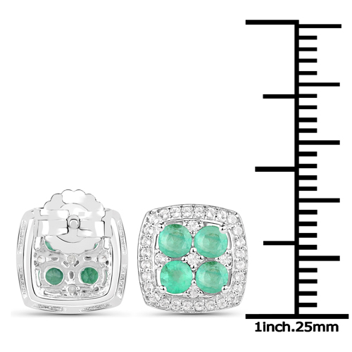 3.34 Carat Genuine Zambian Emerald and White Topaz .925 Sterling Silver 3 Piece Jewelry Set (Ring, Earrings, and Pendant w/ Chain)