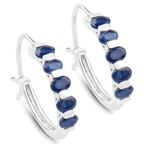 4.60 Carat Genuine Blue Sapphire .925 Sterling Silver 3 Piece Jewelry Set (Ring, Earrings, and Pendant w/ Chain)