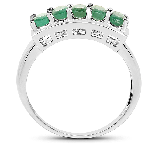 1.00 Carat Genuine Emerald .925 Sterling Silver Ring