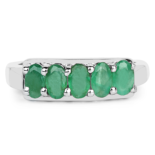 1.00 Carat Genuine Emerald .925 Sterling Silver Ring