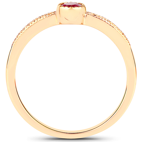 0.18 Carat Genuine Ruby and White Diamond 14K Yellow Gold Ring