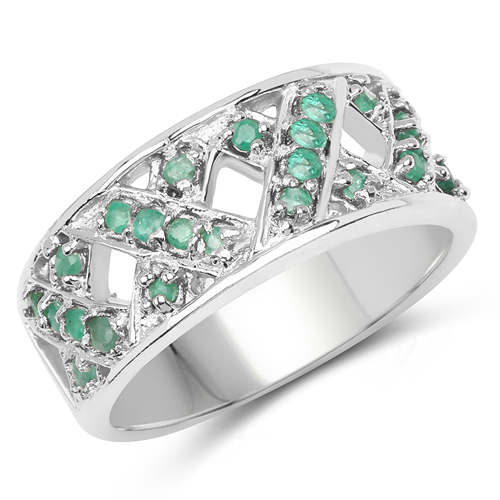 Emerald-0.51 Carat Genuine Emerald .925 Sterling Silver Ring