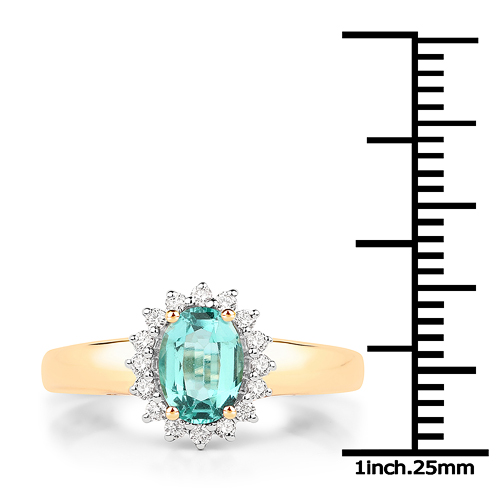 0.88 Carat Genuine Zambian Emerald and White Diamond 18K Yellow Gold Ring