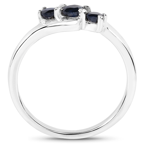 0.61 Carat Genuine Black Sapphire .925 Sterling Silver Ring