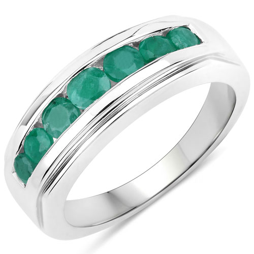 Emerald-0.70 Carat Genuine Emerald .925 Sterling Silver Ring